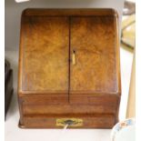 A Victorian burr walnut stationery cabinet, height 33cm, width 33cm