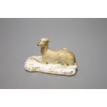 A Grainger, Lee & Co., Worcester porcelain greyhound, cushion base, c.1830, width 10cmCONDITION: