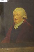 An 18th century reverse print on glass, Portrait of the Reverend John Harmar of Sheffield, 37 x