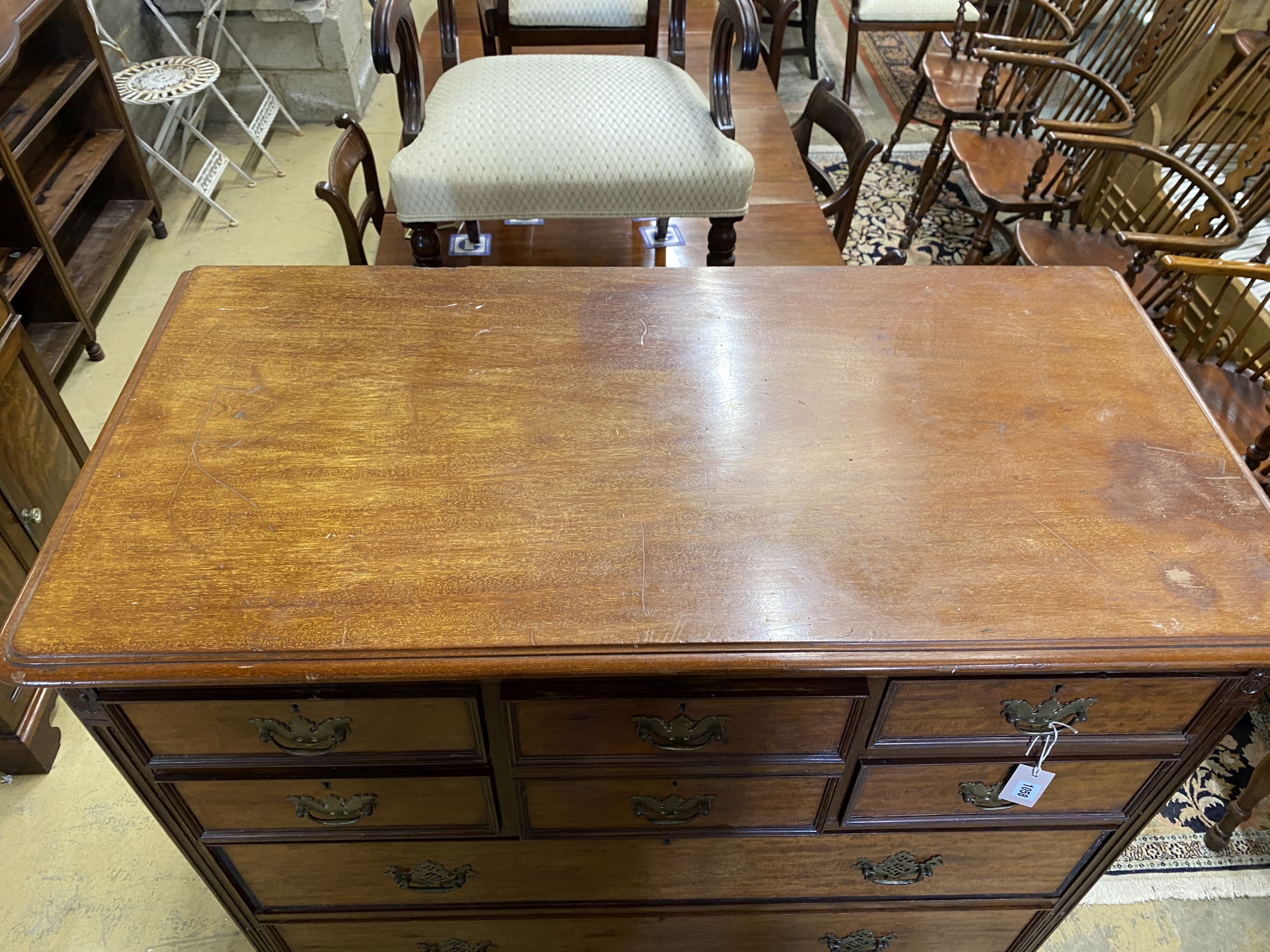 A late Victorian mahogany chest of eight drawers, length 116cm, depth 58cm, height 128cm - Image 3 of 3