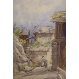 Evelyn Rimington (1885-1965), watercolour, 'At Les Marecoltes', signed, Abbott & Holder label verso,