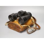 A pair of Bino Prism Mark IV x 7 register number 49604 WW2 binoculars in leather case