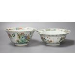 A pair of 18th century Chinese export famille rose bowls, Qianlong period, decorated with painted