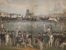 After William Drummond and Charles Jones Basebe, coloured lithograph, "A Cricket Match between