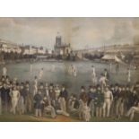 After William Drummond and Charles Jones Basebe, coloured lithograph, "A Cricket Match between