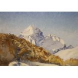 Holroyd Pearce (1901-1990), oil on board, Alpine scene from Pontresina, signed, 24 x 34cm