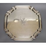 A George V silver shaped square salver, S. Blanckensee & Son Ltd, Birmingham, 1932, 26.7cm, 22oz.