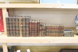 A collection of leather bound books including: 7 volumes Historic Gallery, 13 volumes Chaucer, 4