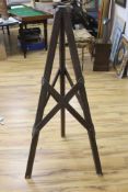 A Victorian mahogany stand for a telescope or surveyor's instrument, 139cm