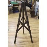 A Victorian mahogany stand for a telescope or surveyor's instrument, 139cm