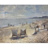 Pauline Brown (1926-), oil on board, Beach scene, signed, 39 x 49cm