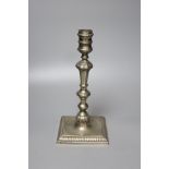 A Georgian paktong candlestick, height 26cm