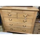 A 19th century Continental pine two part chest, length 138cm, depth 58cm, height 135cm