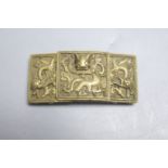 A Chinese or South East Asian bronze two piece 'dragon' belt buckle, 19th century