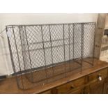 Two Victorian brass mounted mesh spark guards, larger width 120cm, depth 30cm, height 69cm