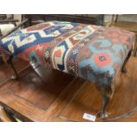 A large rectangular Kelim covered footstool, length 81cm, depth 55cm, height 36cm