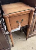 A Victorian style mahogany bedside table, width 38cm, depth 38cm, height 76cm