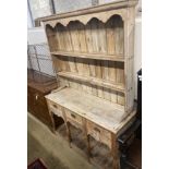 A 19th century pine potboard dresser, length 130cm, depth 47cm, height 190cm