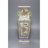 A Chinese famille rose square vase, height 42cm