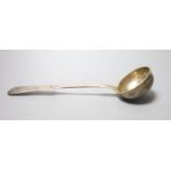 A late 19th century Russian 84 zolotnik soup ladle by S. Yarlevtsin, Vilnius, 31.5cm, 8oz.