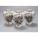 A set of three Dutch Delft baluster jars, first half 18th century, height 14cm