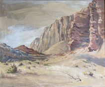 George D. Ferguson, oil on canvas, 'Desert Lands', signed, with Long Beach Art Association label
