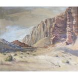 George D. Ferguson, oil on canvas, 'Desert Lands', signed, with Long Beach Art Association label