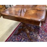 A mid Victorian rectangular rosewood folding tea table, width 92cm, depth 46cm, height 78cm
