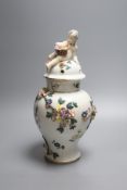 A late 18th century German porcelain pot pourri vase and cover, in Meissen style, height 32cm
