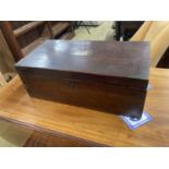 A George III mahogany writing slope, width 50cm, depth 25cm, height 19cm