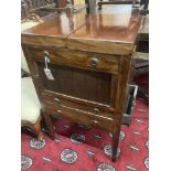 A George III mahogany tambour front enclosed washstand, width 53cm, depth 45cm, height 87cm