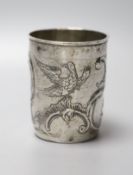 A late 18th century Russian embossed white metal beaker, assay master Alexei Viklyayev?, master