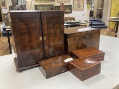 A Victorian mahogany box, collector's cabinet and four other boxes