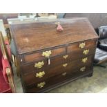 A George III mahogany bureau, width 122cm, depth 56cm, height 105cm