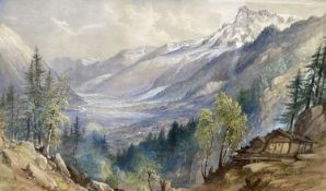 George Barnard (1815-1890), watercolour, Vale of Chamouni from the Colde Vosa, signed and inscribed,