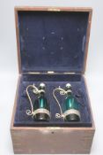 An early 20th century Indian niello and gilt metal liqueur set, with six goblets, pair of