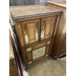 A late Victorian inlaid rosewood mirrored music cabinet, width 61cm, depth 38cm, height 105cm