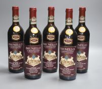 Five bottles of Castello Poggio alle Mura Brunello di Montalcino - Tuscany, 1977, 75cl