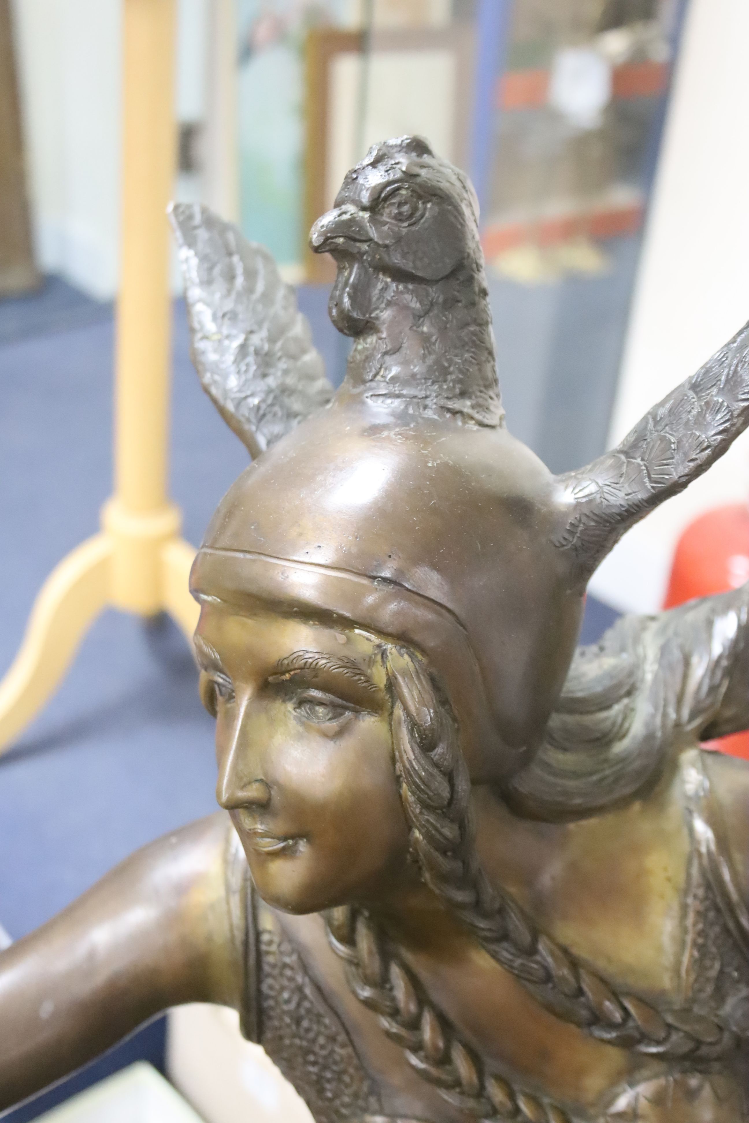 A large bronze of a Valkyrie on horseback, width 135cm height 122cm - Image 7 of 7