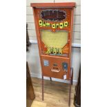 A novelty 20th century gum drop musical 'personality test' arcade machine, width 38cm, depth 28cm,