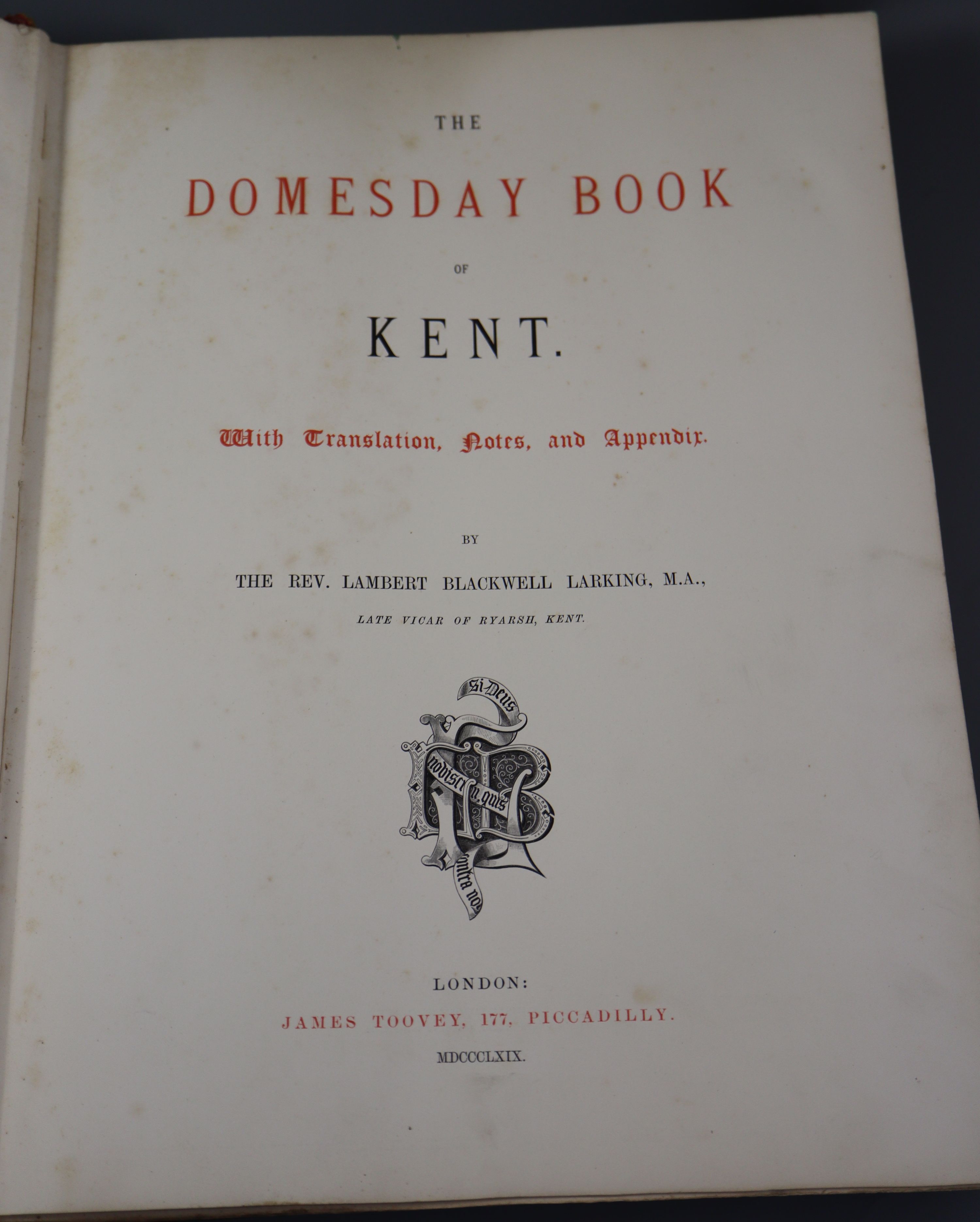 Berry, William - Pedigrees of the Families in the County of Kent, London 1830; Larking, Lambert - Image 2 of 15
