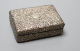 A Polish? embossed white metal rectangular snuff box, 92mm, 138 grams.