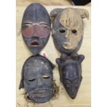 Four Central African masks, 20th century