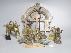 A group of Indian Hindu bronze and brass figures and deities