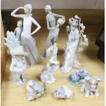 Four pieces of Lladro porcelain and assorted Nao etc (10)