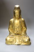 A large gilt bronze figure of Guanyin, height 44cm