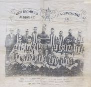 A West Bromwich Albion FA Cup finalists 1931 commemorative handkerchief, framed, 39cm sq.