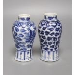 Two Chinese blue and white vases, c.1900, height 15cm