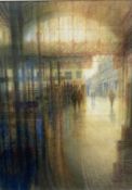 Pauline Fazakerley, watercolour, 'London market, evening light', signed, 69 x 51cm