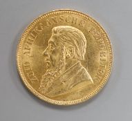 A 1898 South African gold one pond coin.